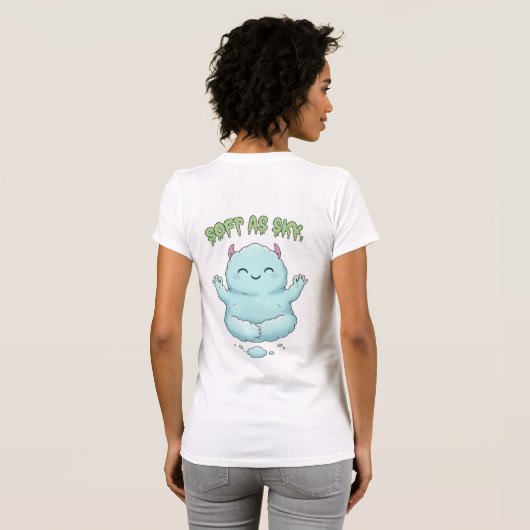 Soft as Sky: Kawaii Cloud Monster Zen Yoga & Medit Tシャツ (裏面フル)