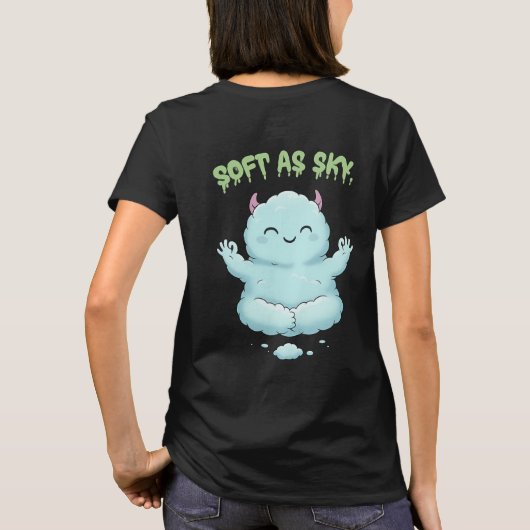 Soft as Sky: Kawaii Cloud Monster Zen Yoga & Medit Tシャツ (裏面)