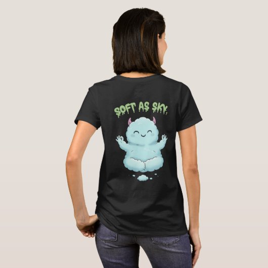 Soft as Sky: Kawaii Cloud Monster Zen Yoga & Medit Tシャツ (裏面フル)