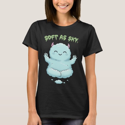 Soft as Sky: Kawaii Cloud Monster Zen Yoga & Medit Tシャツ (正面)