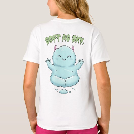 Soft as Sky: Kawaii Cloud Monster Zen Yoga & Medit Tシャツ (裏面)
