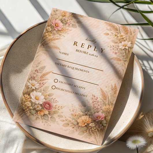 Soft Autumn Floral Wedding 出欠カード