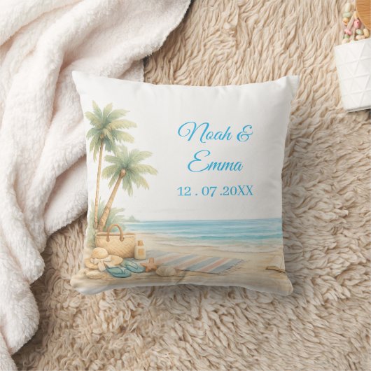Soft Beach Tone Custom Guest Book Elegant Dreamy  クッション (ブランケット)