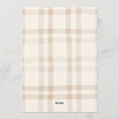 Soft beige brown bow tartan plaid wedding 招待状 (裏面)