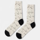 Soft Beige Cat Line Art Pattern Socks ソックス (左)
