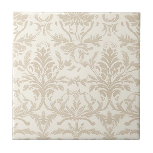 Soft Beige Damask タイル (正面)