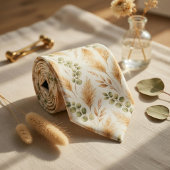 Soft Beige Delicate Ivy & Floral Motifs ネクタイ