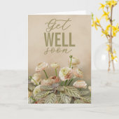 Soft Beige Floral Get Well Soon Personalized Card カード (黄色い花)