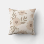 Soft Beige Floral Pattern Throw Pillow クッション (裏面)