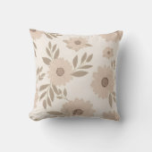 Soft Beige Floral Pattern Throw Pillow クッション (正面)