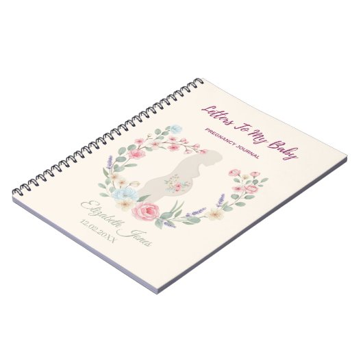 Soft Beige Floral Pregnancy Journal Keepsake ノートブック (左側)