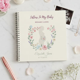 Soft Beige Floral Pregnancy Journal Keepsake ノートブック