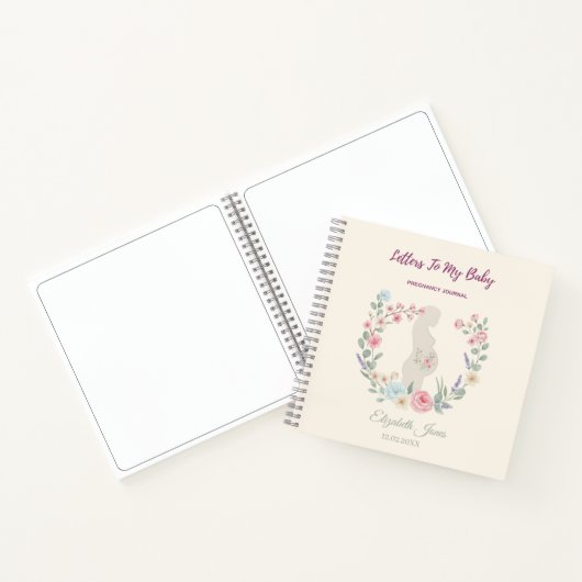 Soft Beige Floral Pregnancy Journal Keepsake ノートブック (内部)