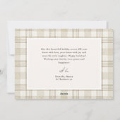 Soft Beige Gingham Photo Christmas シーズンカード (裏面)