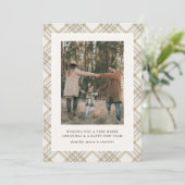 Soft Beige Gingham Photo Holiday Card シーズンカード (スタンド正面)
