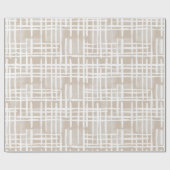 Soft Beige Grid Ivory Geometric Pattern ラッピングペーパー (フラット)