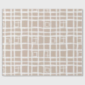 Soft Beige Grid Ivory Geometric Pattern ラッピングペーパー (フラット)
