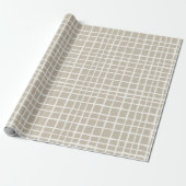 Soft Beige Grid Ivory Geometric Pattern ラッピングペーパー (アンロールド)