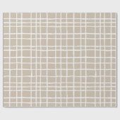 Soft Beige Grid Ivory Geometric Pattern ラッピングペーパー (フラット)