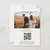 Soft Beige Minimalist Script QR code Photo Wedding 出欠カード (正面)