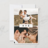 Soft Beige Minimalist Script QR code Photo Wedding 出欠カード (裏面)
