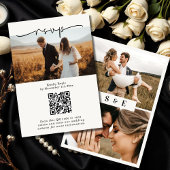 Soft Beige Minimalist Script QR code Photo Wedding 出欠カード