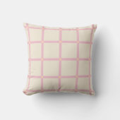 Soft Beige & Pink Grid Pattern クッション (正面)