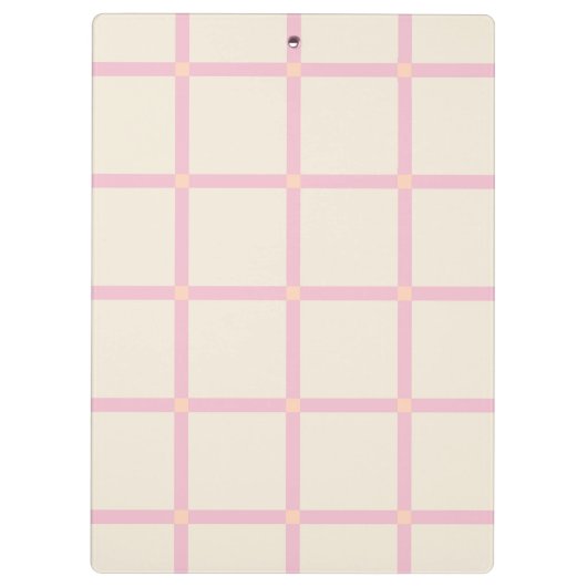 Soft Beige & Pink Grid Pattern クリップボード (裏面)