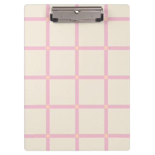 Soft Beige & Pink Grid Pattern クリップボード (正面)