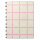 Soft Beige & Pink Grid Pattern ノートブック (正面)