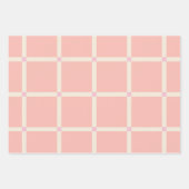 Soft Beige & Pink Grid Pattern ラッピングペーパーシート (正面2)