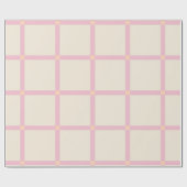 Soft Beige & Pink Grid Pattern ラッピングペーパー (フラット)