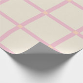 Soft Beige & Pink Grid Pattern ラッピングペーパー (角)