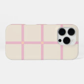 Soft Beige & Pink Grid Pattern iPhoneケース (裏面横)