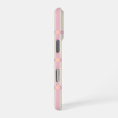 Soft Beige & Pink Grid Pattern iPhoneケース (右側面)