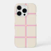 Soft Beige & Pink Grid Pattern iPhoneケース (裏面)