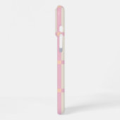 Soft Beige & Pink Grid Pattern iPhoneケース (左側面)