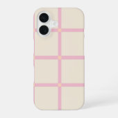Soft Beige & Pink Grid Pattern iPhone 16ケース (裏面)