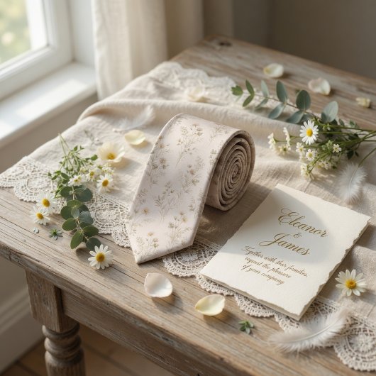 Soft Beige Wildflower  ネクタイ
