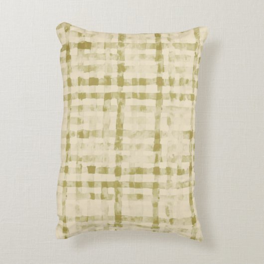 Soft Beigi, Khaki Checkered Pattern,Simple, Modern アクセントクッション (裏面(縦))