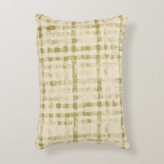Soft Beigi, Khaki Checkered Pattern,Simple, Modern アクセントクッション (正面(垂直))
