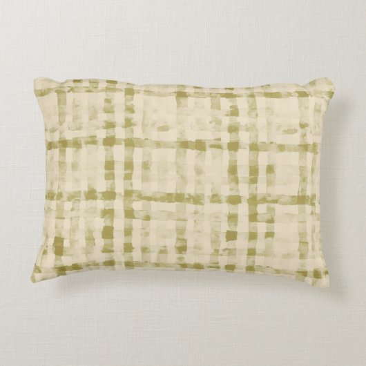Soft Beigi, Khaki Checkered Pattern,Simple, Modern アクセントクッション (裏面)