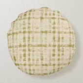 Soft Beigi, Khaki Checkered Pattern,Simple, Modern ラウンドクッション (裏面)