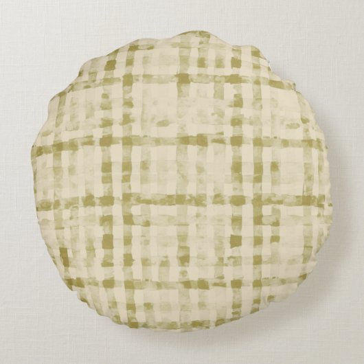 Soft Beigi, Khaki Checkered Pattern,Simple, Modern ラウンドクッション (裏面)