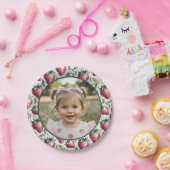 Soft Berry Sweet Strawberry Birthday Photo ペーパープレート (パーティー)