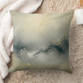 Soft Black Champagne Gold Warm Gray Abstract Print クッション (ブランケット)