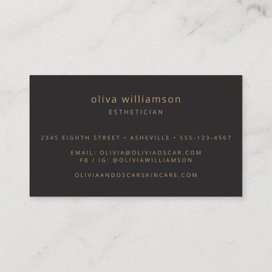 Soft Black Gold Script Skincare Esthetician  名刺 (裏面)