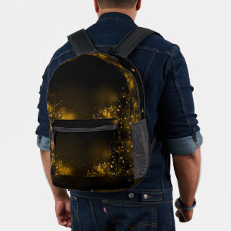 Soft Black  Watercolor Gold Splash Elegant プリントバックパック