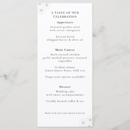 Soft Bloom Elegance "4 *9" Wedding Menu メニュー (正面)
