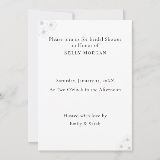 Soft Bloom Elegance Bridal Shower invitation card 招待状 (正面)
